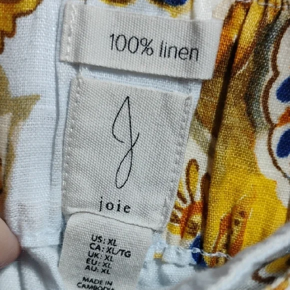 SALE! Joie Floral Print Linen Top & Matching Belted Shorts Set XL (XX-53) - Picture 3 of 10